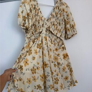 Princess Polly yellow floral mini dress